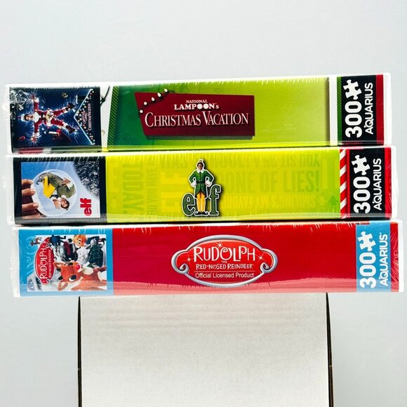 Aquarius Puzzle Bundle Rudolph Elf Christmas Vacation 300-Piece Each 3-Pack New - Picture 3 of 5